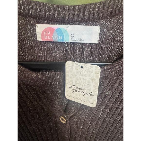 Free People NWT Free-est Ember Sweater One Piece Jumpsuit V Neck Brown Size XS - Picture 11 of 13